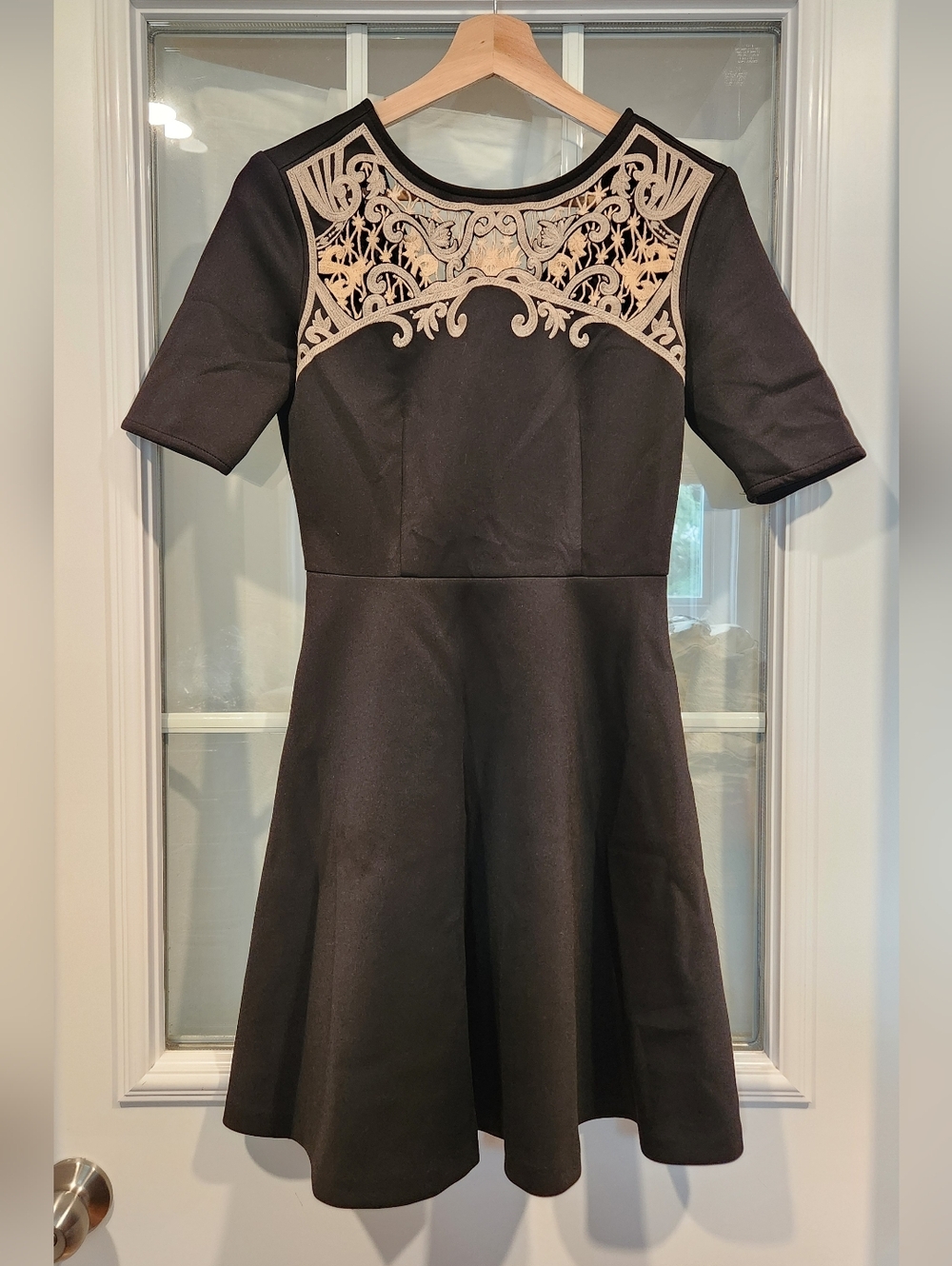Jealous Tomato Black Crochet Skater Dress